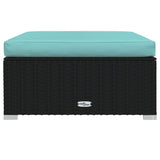 Garden Footrest with Cushion Black 70x70x30 cm Poly Rattan - Side View