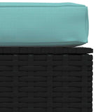 Garden Footrest with Cushion Black 70x70x30 cm Poly Rattan - Top-Down View