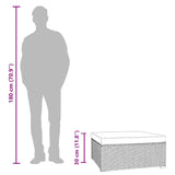 Garden Footrest with Cushion Black 70x70x30 cm Poly Rattan - Rear View