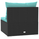 4-Seater Sofa with Cushions Black Poly Rattan - Rear View