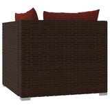 2-Seater Sofa with Cushions Brown Poly Rattan