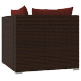 2-Seater Sofa with Cushions Brown Poly Rattan - Close-Up Angle