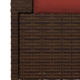2-Seater Sofa with Cushions Brown Poly Rattan - Low Angle
