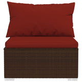 3-Seater Sofa with Cushions Brown Poly Rattan - Top-Down View