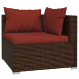 4 Piece Garden Lounge Set with Cushions Brown Poly Rattan - 45-Degree Angle