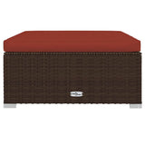 4 Piece Garden Lounge Set with Cushions Brown Poly Rattan