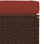 Garden Footrest with Cushion Brown 70x70x30 cm Poly Rattan