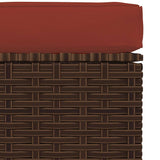 Garden Footrest with Cushion Brown 70x70x30 cm Poly Rattan - Top-Down View