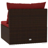 Garden Middle Sofa with Cushions Brown Poly Rattan - 45-Degree Angle