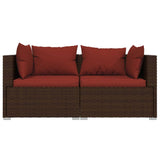 3 Piece Garden Lounge Set with Cushions Brown Poly Rattan - Top-Down View