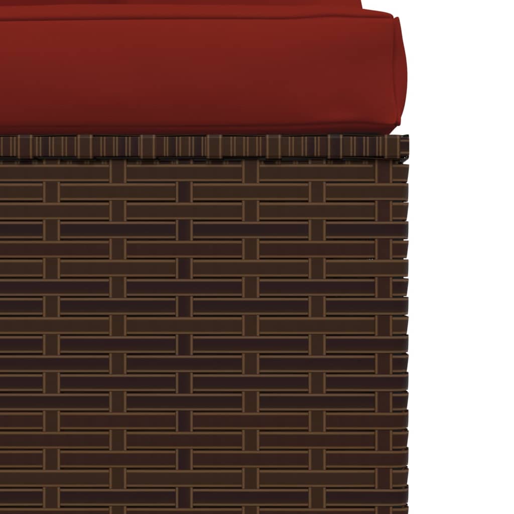 3-Seater Sofa with Cushions Brown Poly Rattan