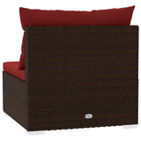 4-Seater Sofa with Cushions Brown Poly Rattan - Rear View