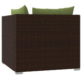 2-Seater Sofa with Cushions Brown Poly Rattan - Close-Up Angle