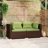 2-Seater Sofa with Cushions Brown Poly Rattan