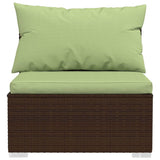 3-Seater Sofa with Cushions Brown Poly Rattan - Top-Down View
