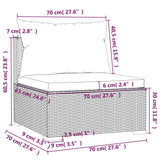 3-Seater Sofa with Cushions Brown Poly Rattan - Close-Up Angle