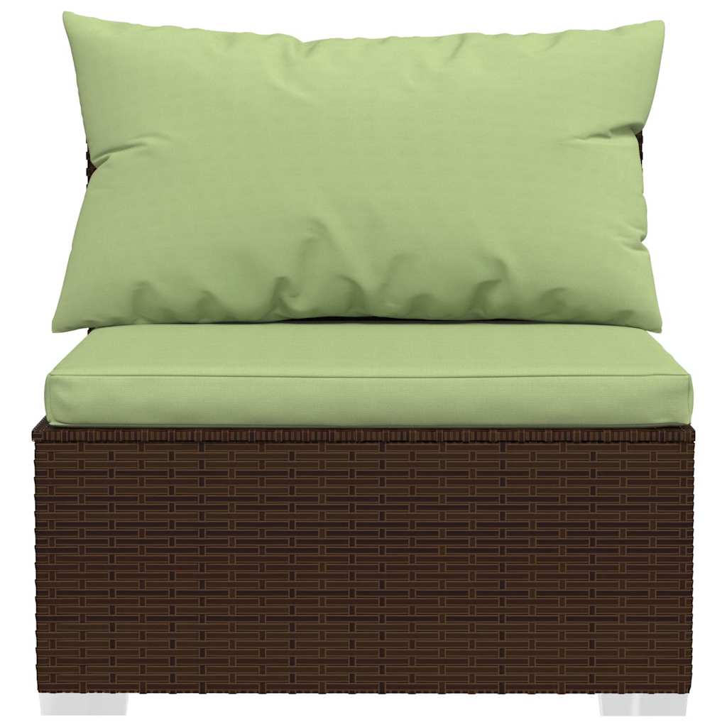4 Piece Garden Lounge Set with Cushions Brown Poly Rattan
