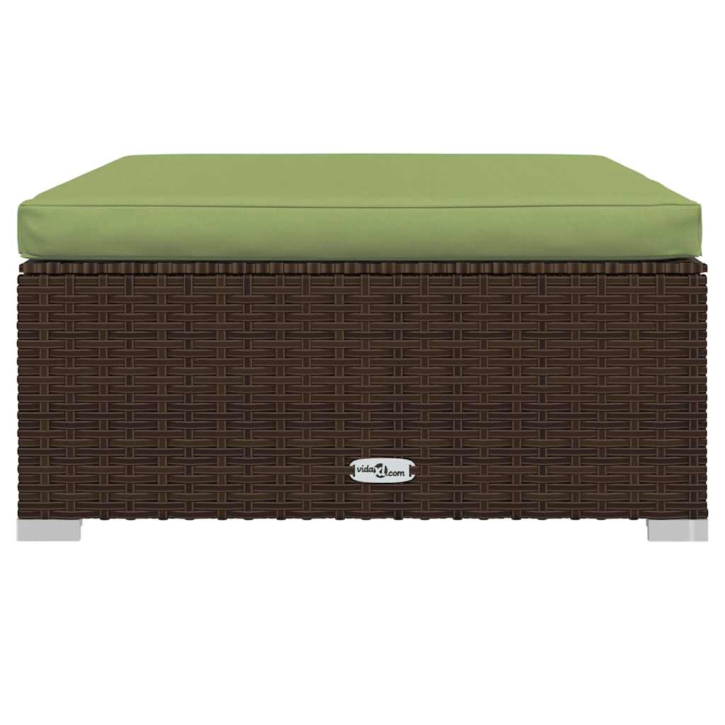 4 Piece Garden Lounge Set with Cushions Brown Poly Rattan
