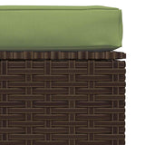 Garden Footrest with Cushion Brown 70x70x30 cm Poly Rattan - Top-Down View