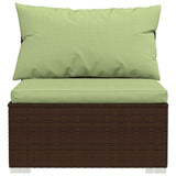 Garden Middle Sofa with Cushions Brown Poly Rattan - Top-Down View
