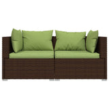 3 Piece Garden Lounge Set with Cushions Brown Poly Rattan