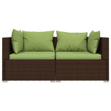 3 Piece Garden Lounge Set with Cushions Brown Poly Rattan - Top-Down View
