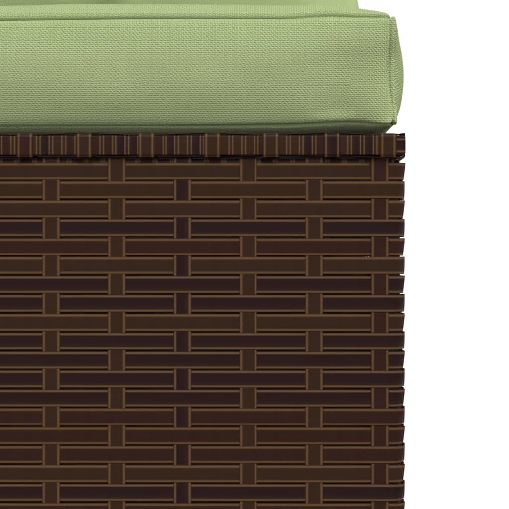4 Piece Garden Lounge Set with Cushions Brown Poly Rattan