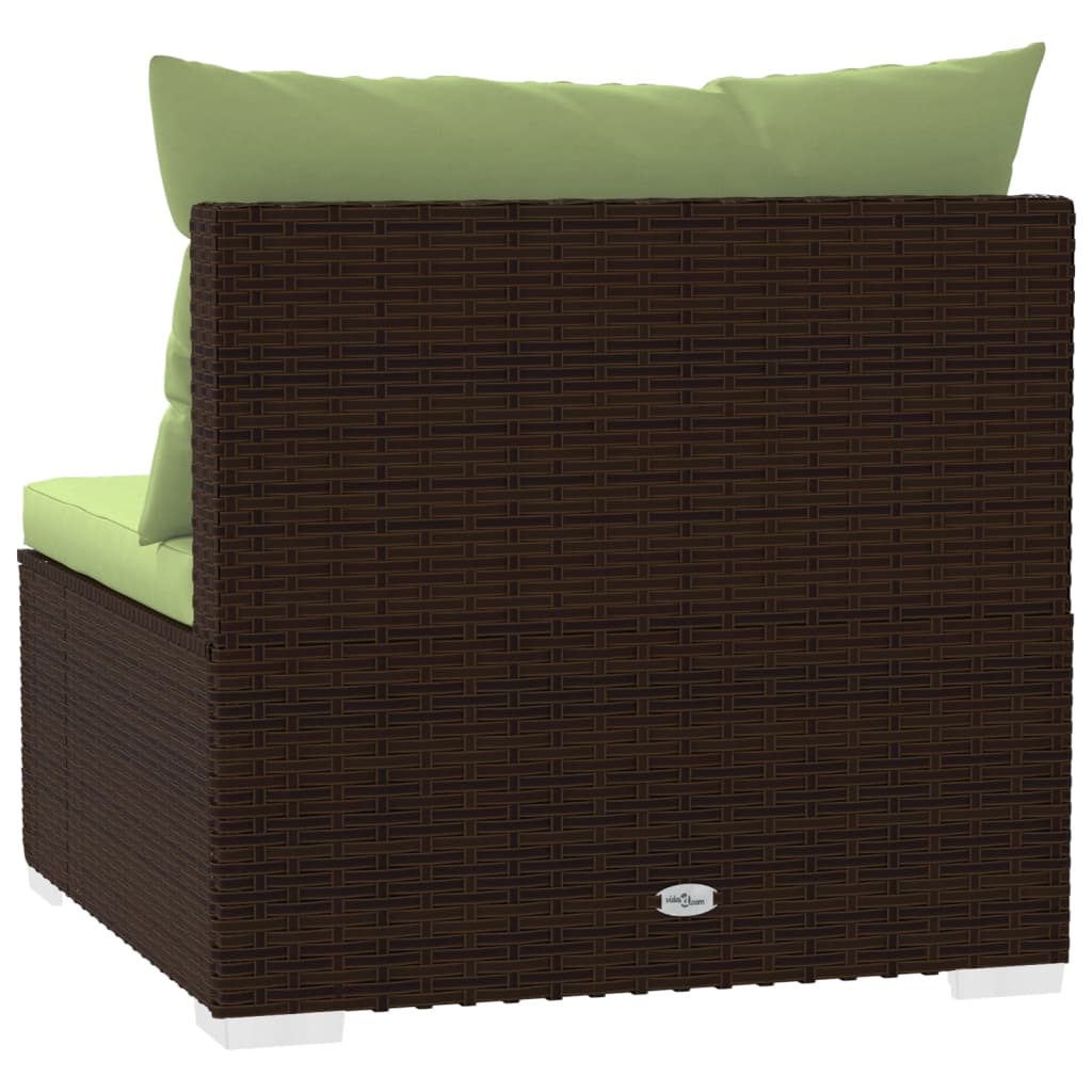 4-Seater Sofa with Cushions Brown Poly Rattan