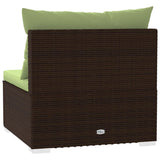 4-Seater Sofa with Cushions Brown Poly Rattan - Rear View