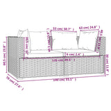 2-Seater Sofa with Cushions Grey Poly Rattan