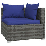 4 Piece Garden Lounge Set with Cushions Grey Poly Rattan - 45-Degree Angle