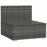 Garden Middle Sofa with Cushions Grey Poly Rattan - Side View
