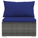 Garden Middle Sofa with Cushions Grey Poly Rattan - Top-Down View