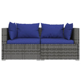 3 Piece Garden Lounge Set with Cushions Grey Poly Rattan - Top-Down View