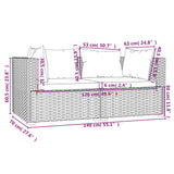 3 Piece Garden Lounge Set with Cushions Grey Poly Rattan - Close-Up Angle