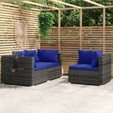 3 Piece Garden Lounge Set with Cushions Grey Poly Rattan