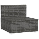 3-Seater Sofa with Cushions Grey Poly Rattan - Top-Down View