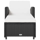 Sun Lounger with Cream White Cushion Poly Rattan Black