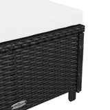 Sun Lounger with Cream White Cushion Poly Rattan Black - Low Angle