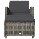 Sun Lounger with Dark Grey Cushion Poly Rattan Grey - Side View