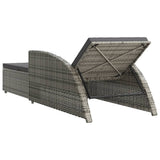 Sun Lounger with Dark Grey Cushion Poly Rattan Grey - Top-Down View