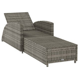 Sun Lounger with Dark Grey Cushion Poly Rattan Grey - Rear View