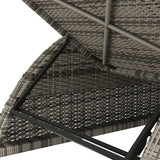 Sun Lounger with Dark Grey Cushion Poly Rattan Grey - Close-Up Angle