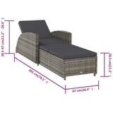 Sun Lounger with Dark Grey Cushion Poly Rattan Grey - Extra Image