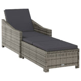 Sun Lounger with Dark Grey Cushion Poly Rattan Grey - Front View