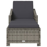 Sun Lounger with Dark Grey Cushion Poly Rattan Grey - Side View