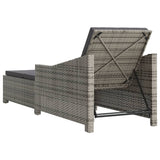 Sun Lounger with Dark Grey Cushion Poly Rattan Grey - Top-Down View