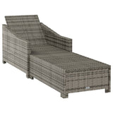 Sun Lounger with Dark Grey Cushion Poly Rattan Grey - 45-Degree Angle