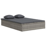 Convertible Sun Bed with Cushions Poly Rattan Dark Grey - Front View