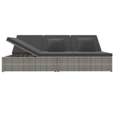 Convertible Sun Bed with Cushions Poly Rattan Dark Grey - Top-Down View
